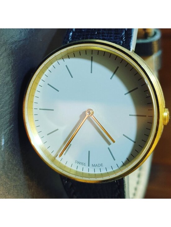 Uniform Wares Gold Watch Lugless Silhouette M35 Swiss Black Calf Leather Strap main image 5